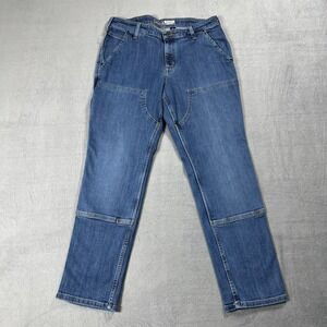 Carhartt Jeans Womens 10 Short Blue Double Knee Relaxed Straight Mid Rise Denim